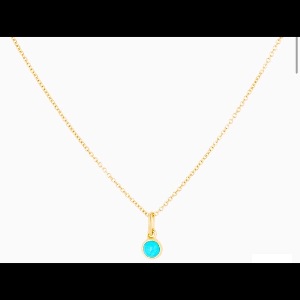 Mejuri 14K Gold Turquoise Dainty  Pendant Necklace